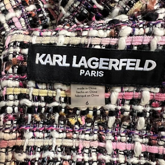 COPY - Karl Lagerfeld Women's Dress Tweed Multicolor Short Sleeve Size 6 V-Neck - Picture 5 of 11